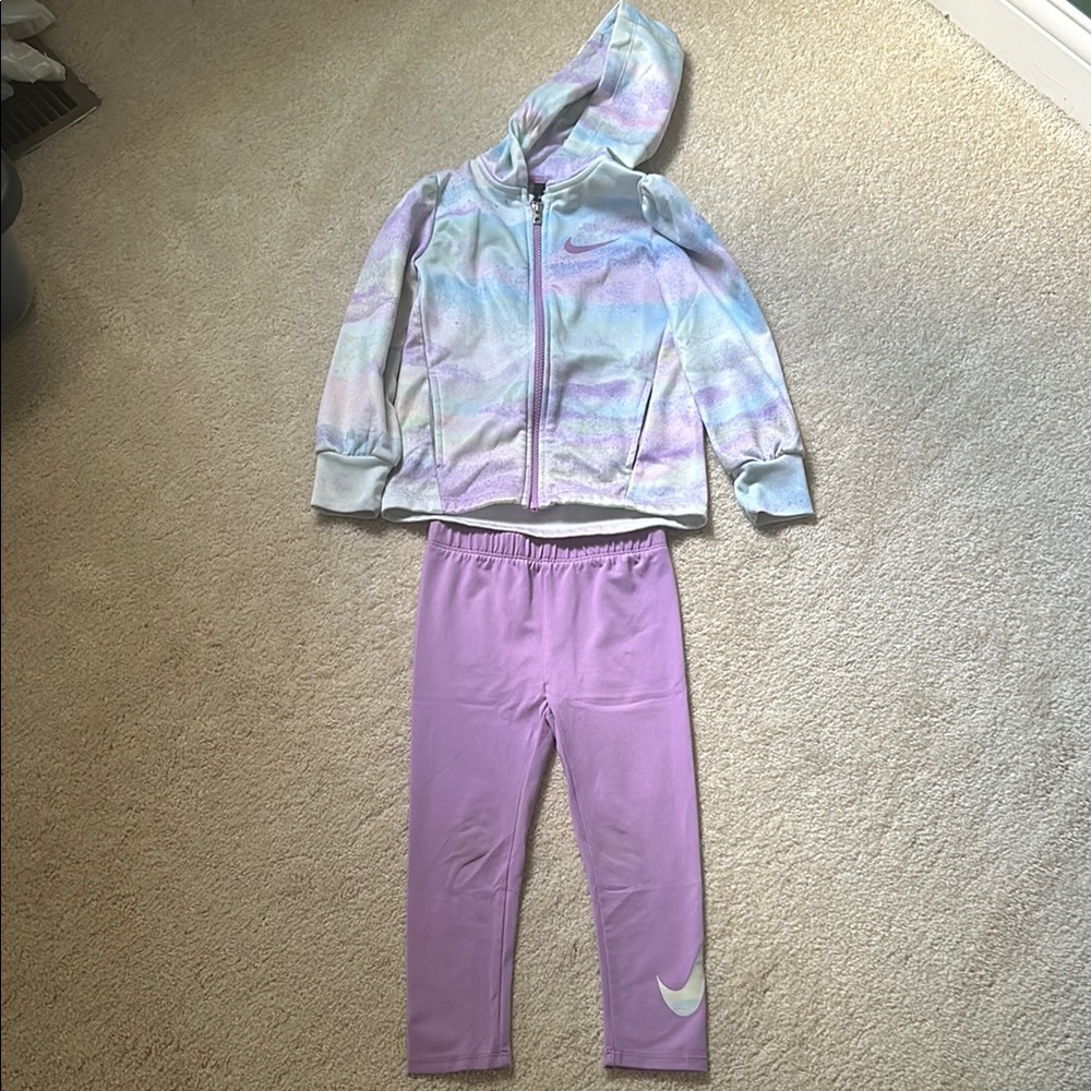 Nike Multicolor Hoodie and Purple Leggings Set